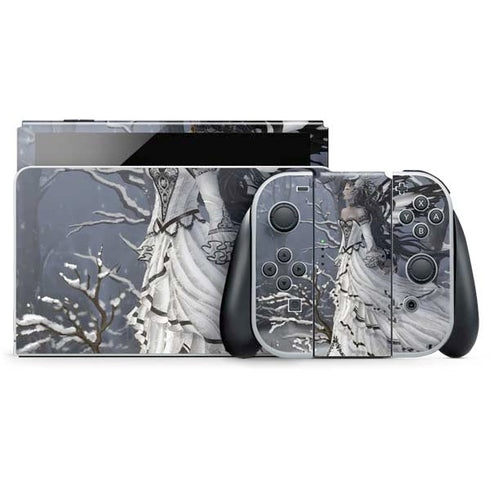 Fairy with Owl in Snow by Nene Thomas Nintendo Switch OLED (2021) Skin