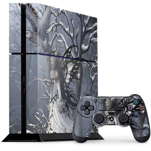 Fairy with Owl in Snow by Nene Thomas PS4 Console and Controller Bundle Skin