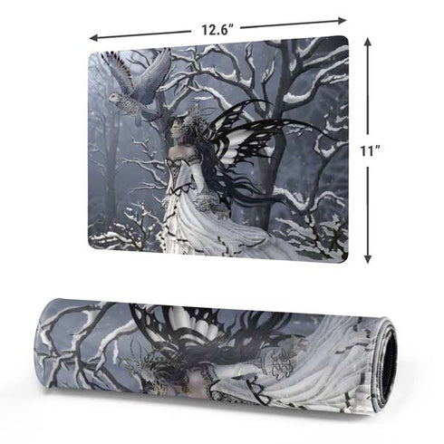 Fairy with Owl in Snow by Nene Thomas Gaming Mouse Pad