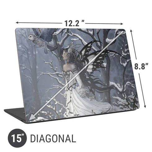 Fairy with Owl in Snow by Nene Thomas Universal Laptop 15in (12.2 x 8.8in) Skin