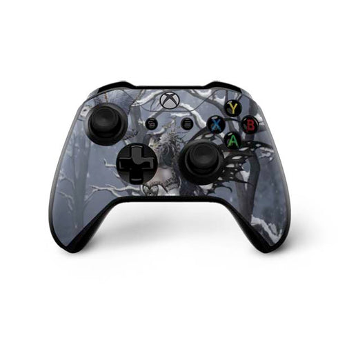 Fairy with Owl in Snow by Nene Thomas Xbox One X Controller Skin