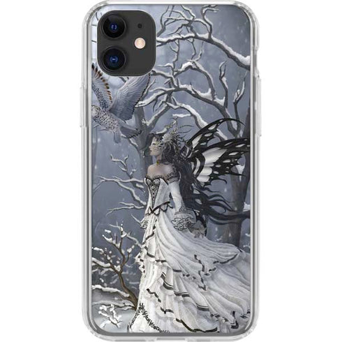 Fairy with Owl in Snow by Nene Thomas iPhone 11 Clear Case