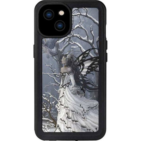 Fairy with Owl in Snow by Nene Thomas iPhone 15 Plus Waterproof Case