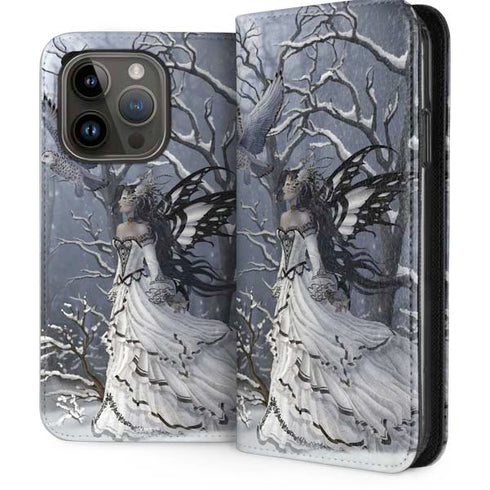 Fairy with Owl in Snow by Nene Thomas iPhone 15 Pro Folio Case