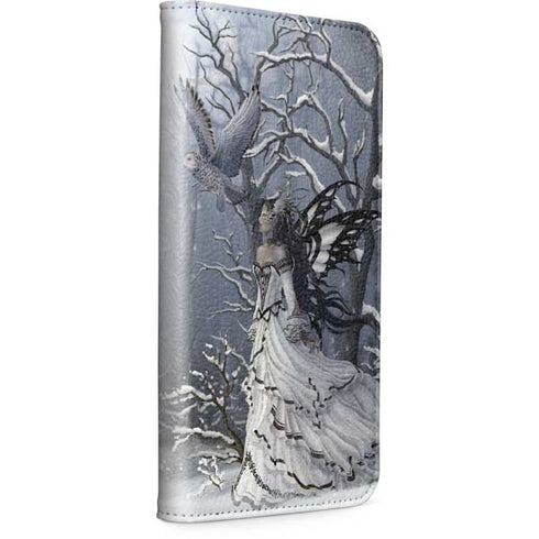 Fairy with Owl in Snow by Nene Thomas iPhone 15 Pro Folio Case