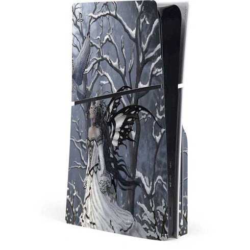 Fairy with Owl in Snow by Nene Thomas PS5 Slim Disk Console Skin