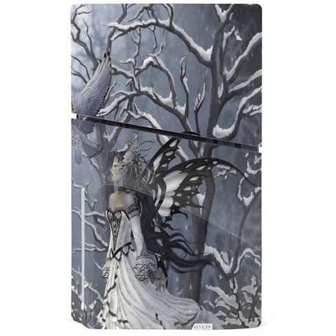 Fairy with Owl in Snow by Nene Thomas PS5 Slim Disk Console Skin