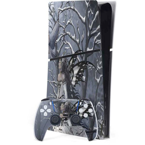 Fairy with Owl in Snow by Nene Thomas PS5 Slim Digital Edition Bundle Skin