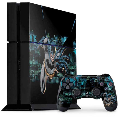 DC Comics Batman All Star Batman & Robin, The Boy Wonder Action Pose Art BY Jim Lee PS4 Console and Controller Bundle Skin