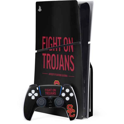 University of Southern California Fight On Trojans PS5 Slim Disk Bundle Skin