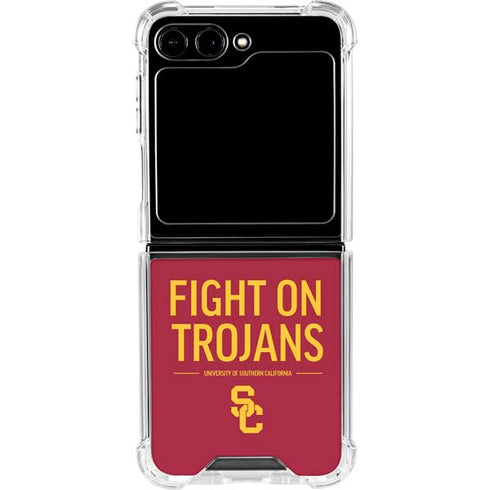 University of Southern California Fight On Trojans Red Galaxy Z Flip5 5G Clear Case