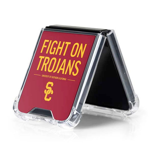 University of Southern California Fight On Trojans Red Galaxy Z Flip5 5G Clear Case