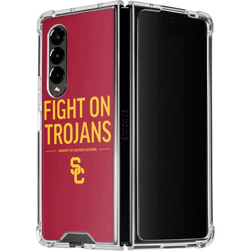 University of Southern California Fight On Trojans Red Galaxy Z Fold4 5G Clear Case