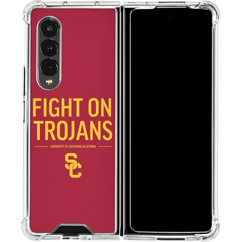 University of Southern California Fight On Trojans Red Galaxy Z Fold4 5G Clear Case