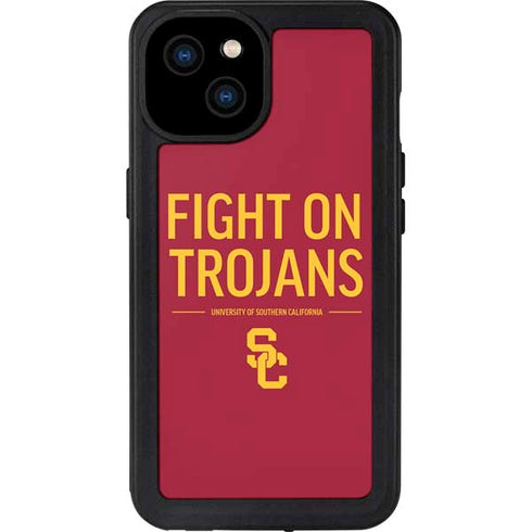 University of Southern California Fight On Trojans Red iPhone 15 Plus Waterproof Case