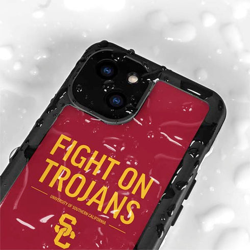 University of Southern California Fight On Trojans Red iPhone 15 Plus Waterproof Case