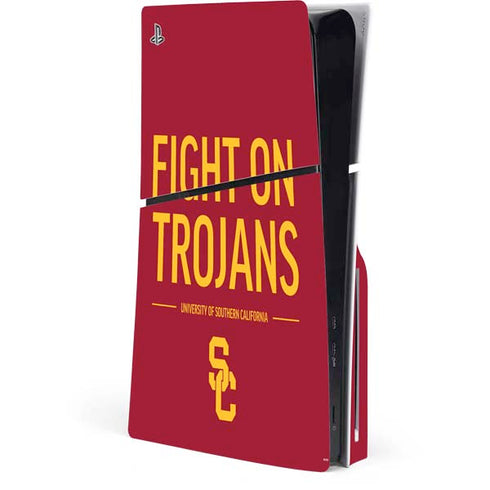 University of Southern California Fight On Trojans Red PS5 Slim Disk Console Skin