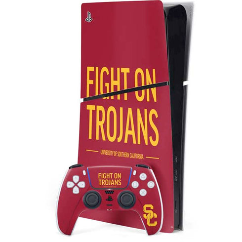 University of Southern California Fight On Trojans Red PS5 Slim Digital Edition Console Skin