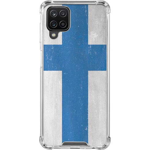 Finland Flag Distressed Galaxy A12 Clear Case
