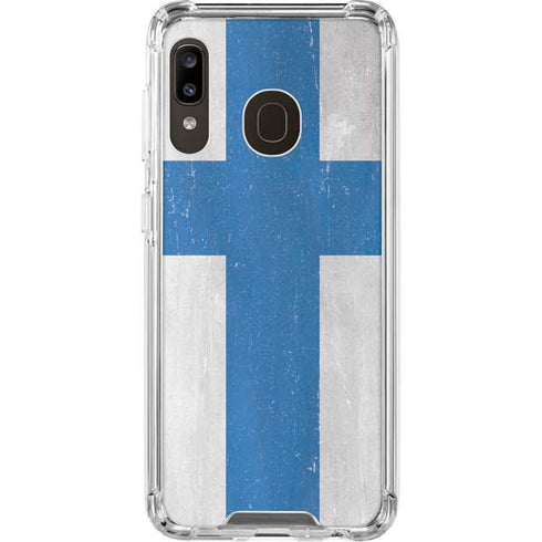 Finland Flag Distressed Galaxy A30 Clear Case