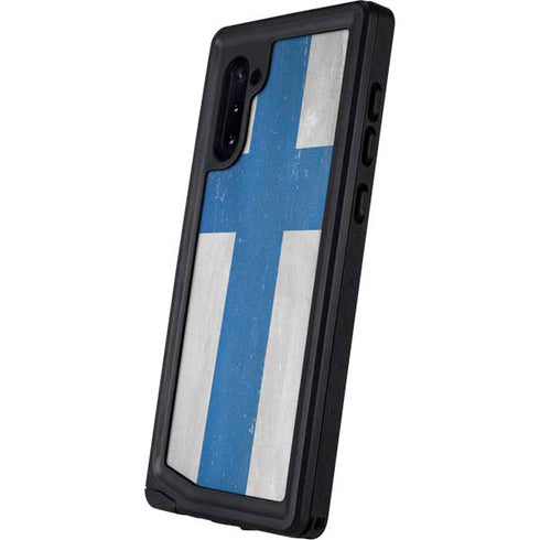 Finland Flag Distressed Galaxy Note 10 Waterproof Case