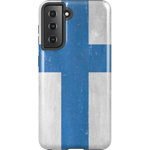 Finland Flag Distressed Galaxy S21 5G Pro Case