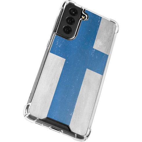 Finland Flag Distressed Galaxy S21 FE Clear Case