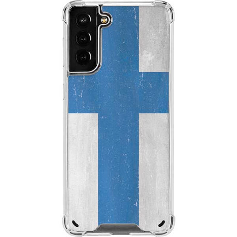 Finland Flag Distressed Galaxy S21 Plus 5G Clear Case