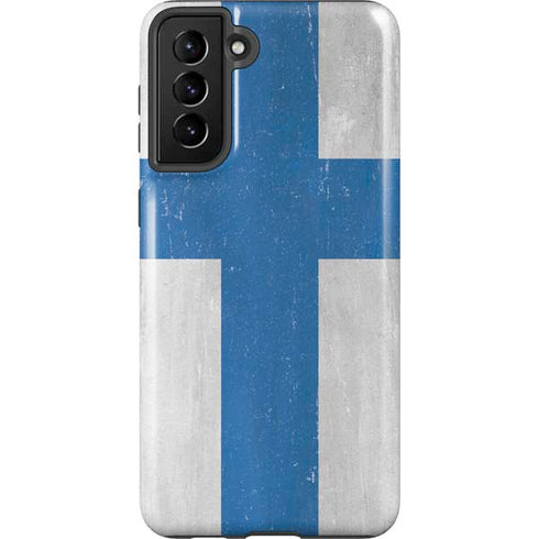 Finland Flag Distressed Galaxy S21 Plus 5G Pro Case