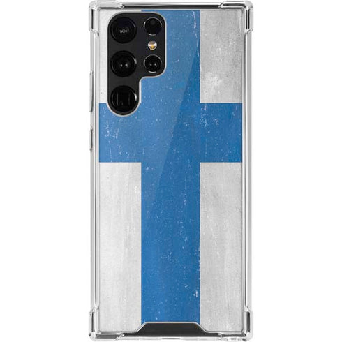 Finland Flag Distressed Galaxy S22 Ultra Clear Case
