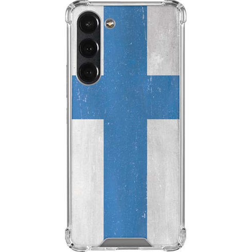 Finland Flag Distressed Galaxy S23 Plus Clear Case