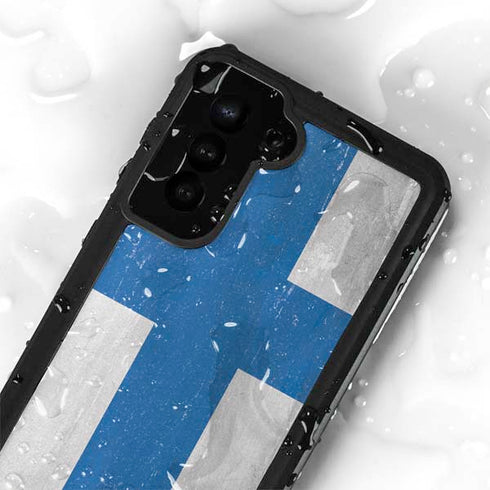 Finland Flag Distressed Galaxy S23 Plus Waterproof Case