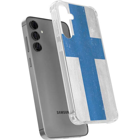 Finland Flag Distressed Galaxy S24 Plus Clear Case