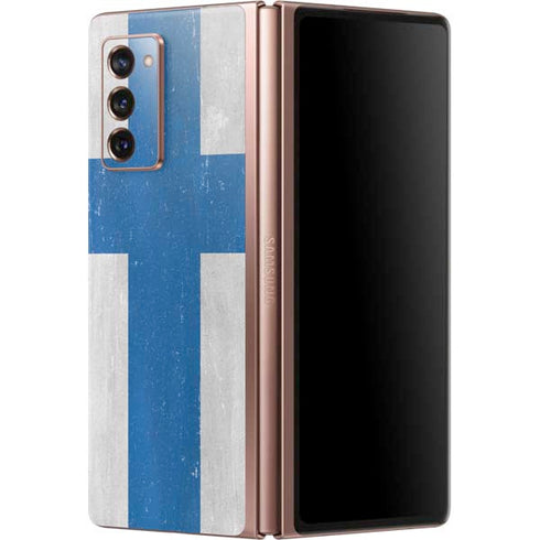 Finland Flag Distressed Galaxy Z Fold2 5G Skin