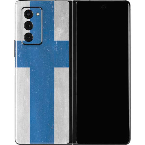 Finland Flag Distressed Galaxy Z Fold2 5G Skin