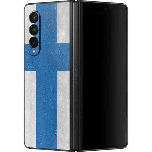 Finland Flag Distressed Galaxy Z Fold3 5G Skin