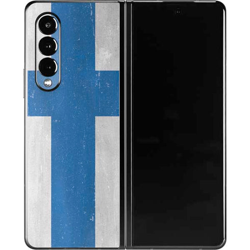 Finland Flag Distressed Galaxy Z Fold3 5G Skin