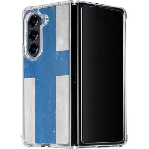 Finland Flag Distressed Galaxy Z Fold5 5G Clear Case