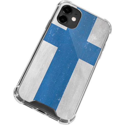 Finland Flag Distressed iPhone 12 Clear Case