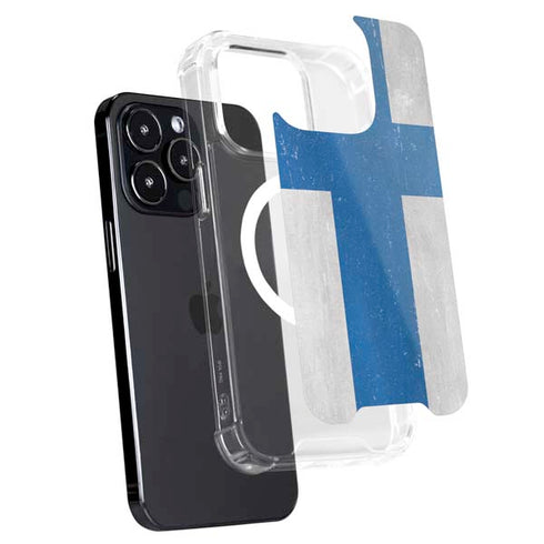 Finland Flag Distressed iPhone 13 Pro MagSafe Case