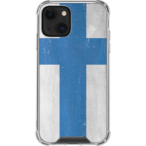 Finland Flag Distressed iPhone 15 Plus Clear Case