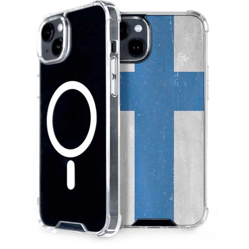 Finland Flag Distressed iPhone 14 Plus MagSafe Case