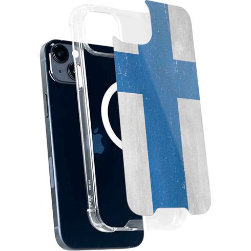 Finland Flag Distressed iPhone 14 Plus MagSafe Case