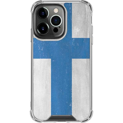 Finland Flag Distressed iPhone 14 Pro Clear Case