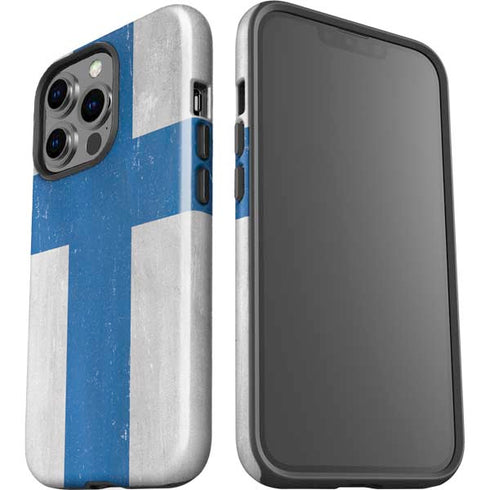 Finland Flag Distressed iPhone 15 Pro Impact Case