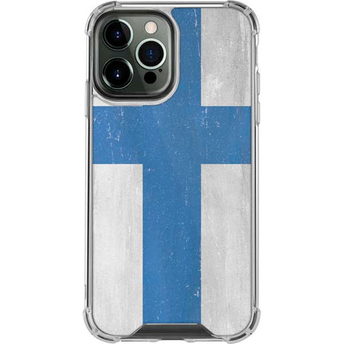 Finland Flag Distressed iPhone 14 Pro Max Clear Case
