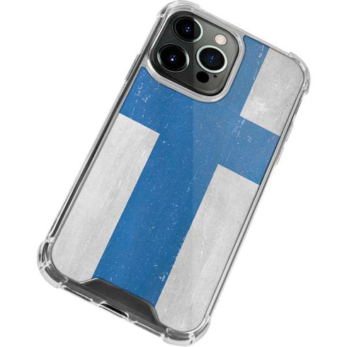 Finland Flag Distressed iPhone 14 Pro Max Clear Case