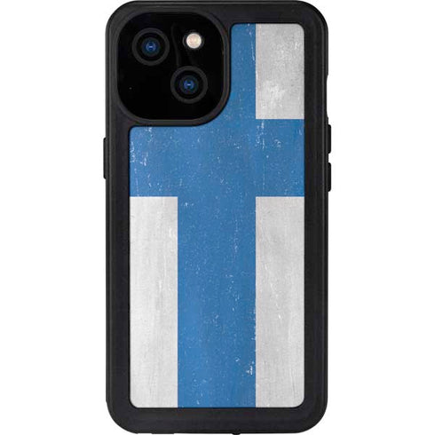 Finland Flag Distressed iPhone 15 Waterproof Case