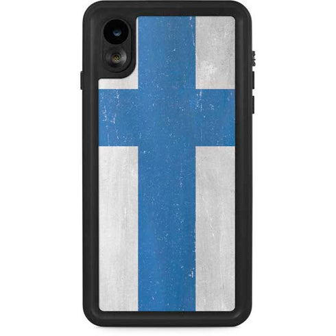 Finland Flag Distressed iPhone XR Waterproof Case