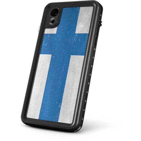 Finland Flag Distressed iPhone XR Waterproof Case